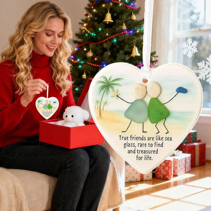 Ceramic Sea Faux Glass Heart Ornament, Neighbor Thank You : Circle
