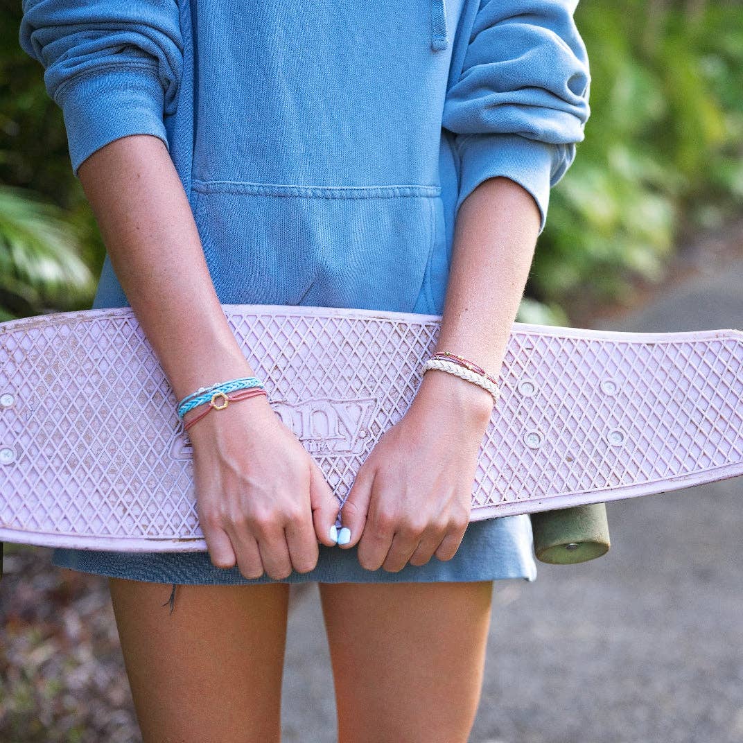 "Live" Teal & Coral with Gold Accent Hair Tie Bracelets: Small