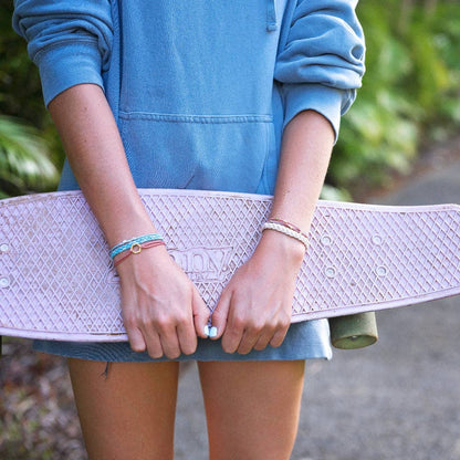 "Live" Teal & Coral with Gold Accent Hair Tie Bracelets: Small