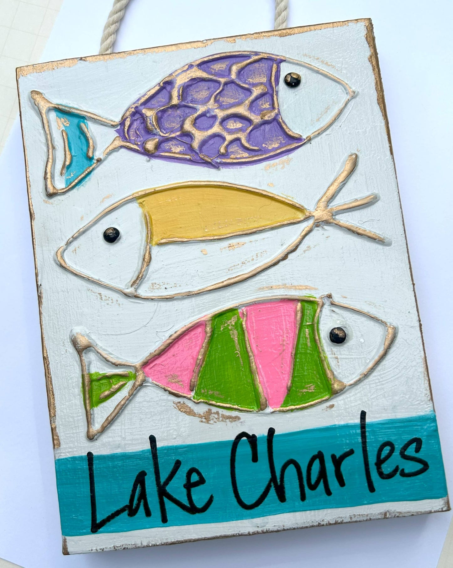 Coastal Fish sign | custom personalize beach nautical : Nautical Blues / Blank (no writing)