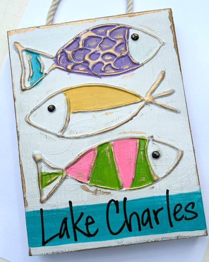 Coastal Fish sign | custom personalize beach nautical : Nautical Blues / Blank (no writing)
