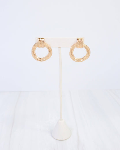 Jamestown Hammered Drop Earring Worn Gold: Default