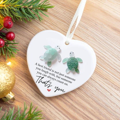 Ceramic Friendship Flat Sea Faux Glass  Ornament: Heart