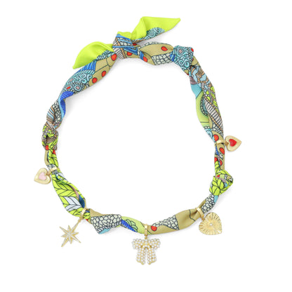 Convertible Scarf Necklace, Adjustable Silk Scarf nkl, EF808: #1 / Scarf with LK295 Heart