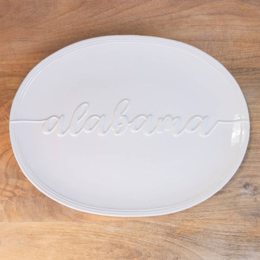 Alabama Embossed Platter   White    16x12