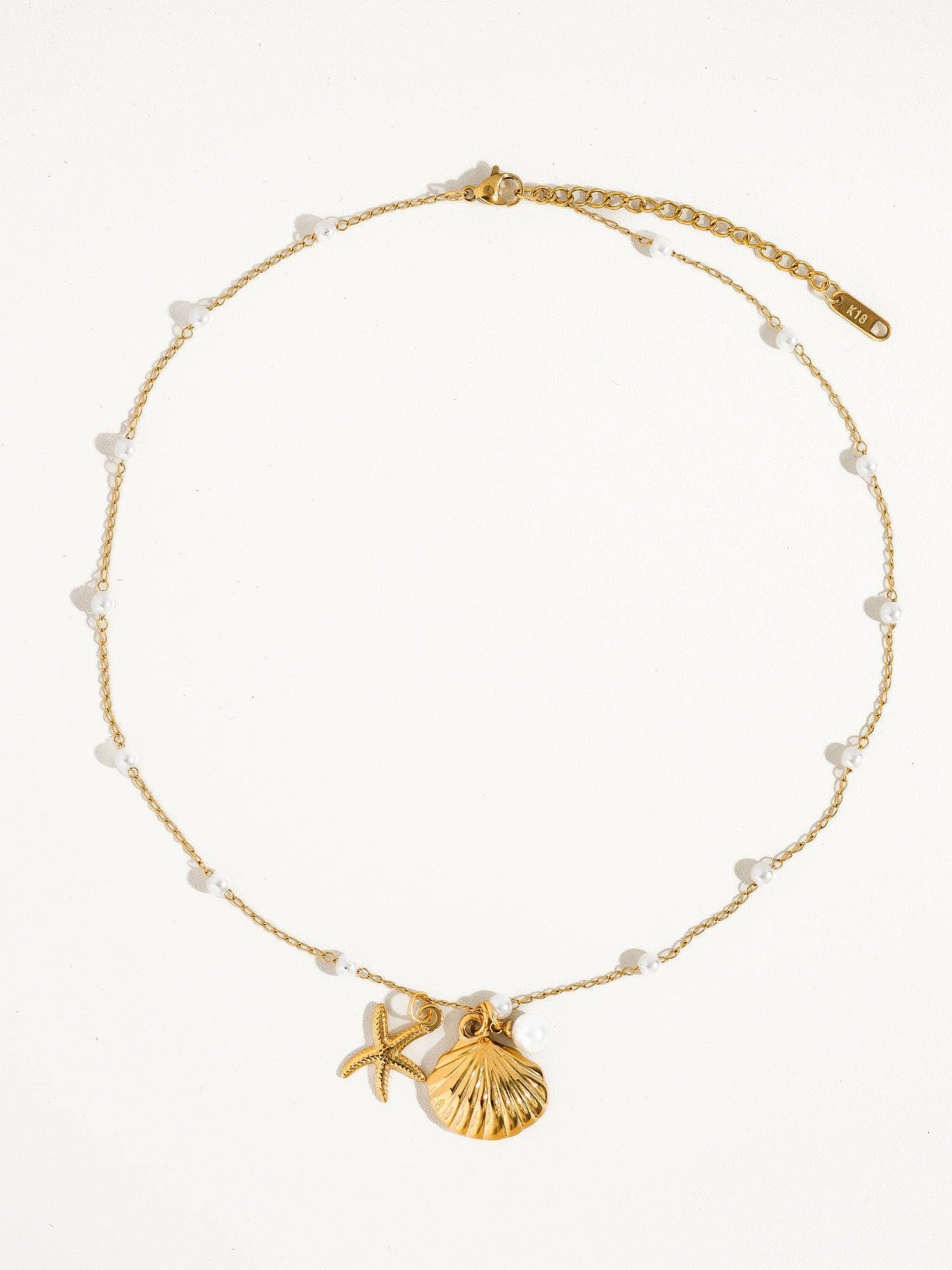 Capella 18K Gold Seashell Sea Star Pearl Necklace, Bracelet: Yellow Gold / Necklace