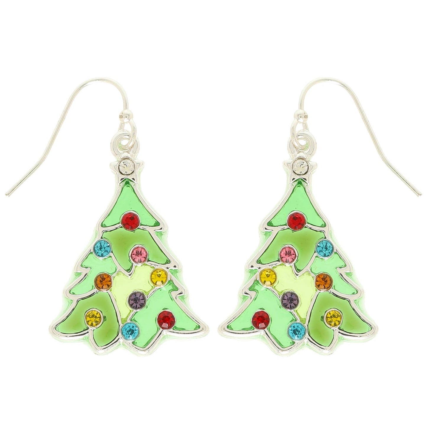Christmas Tree Stained Glass Epoxy Earrings