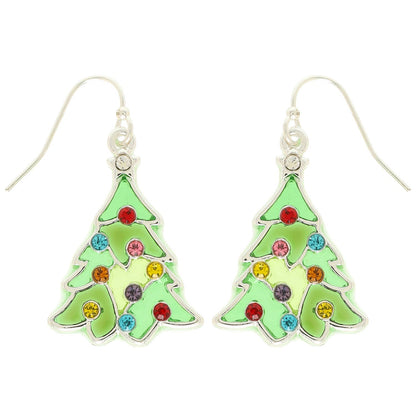 Christmas Tree Stained Glass Epoxy Earrings