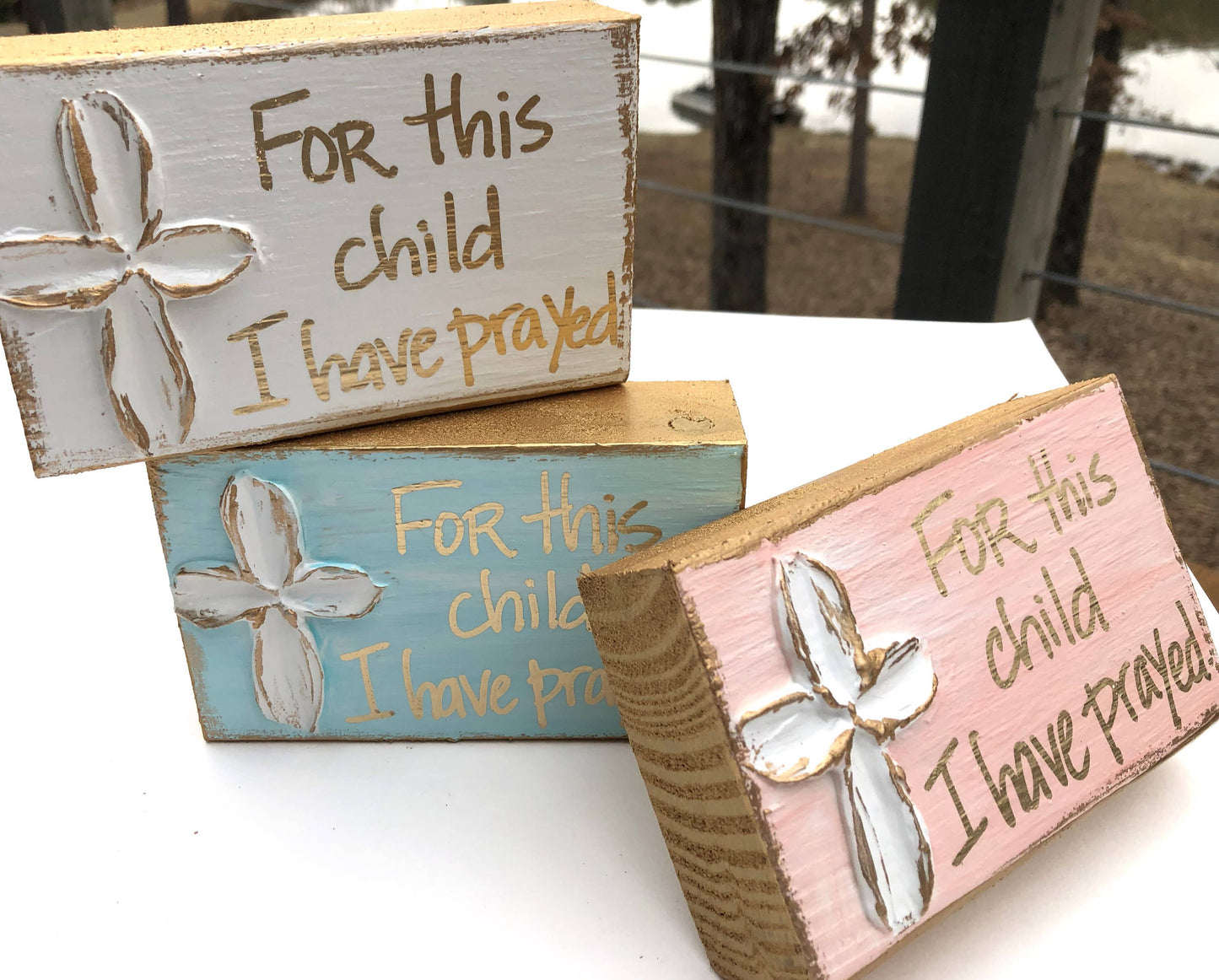"For This Child" hand painted Nursery Baby Newborn Expecting: Powder pink