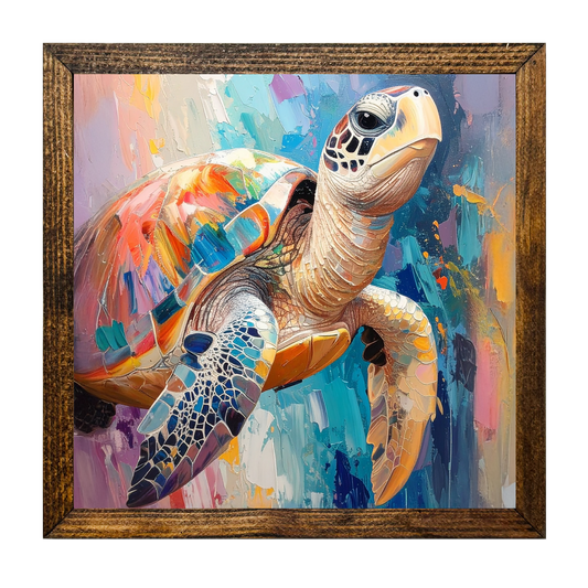 ARTISTIC SERIES TIMBERLAND-COLORFUL SEA TURTLE: 16"X16"