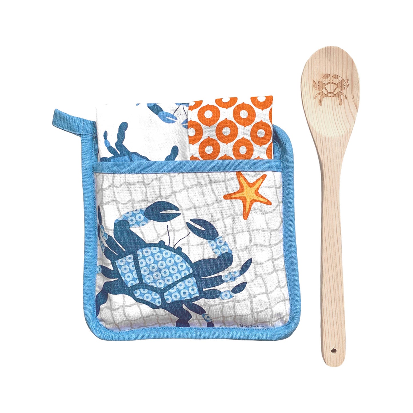 SALE Coastal Crab Pot Holder Set