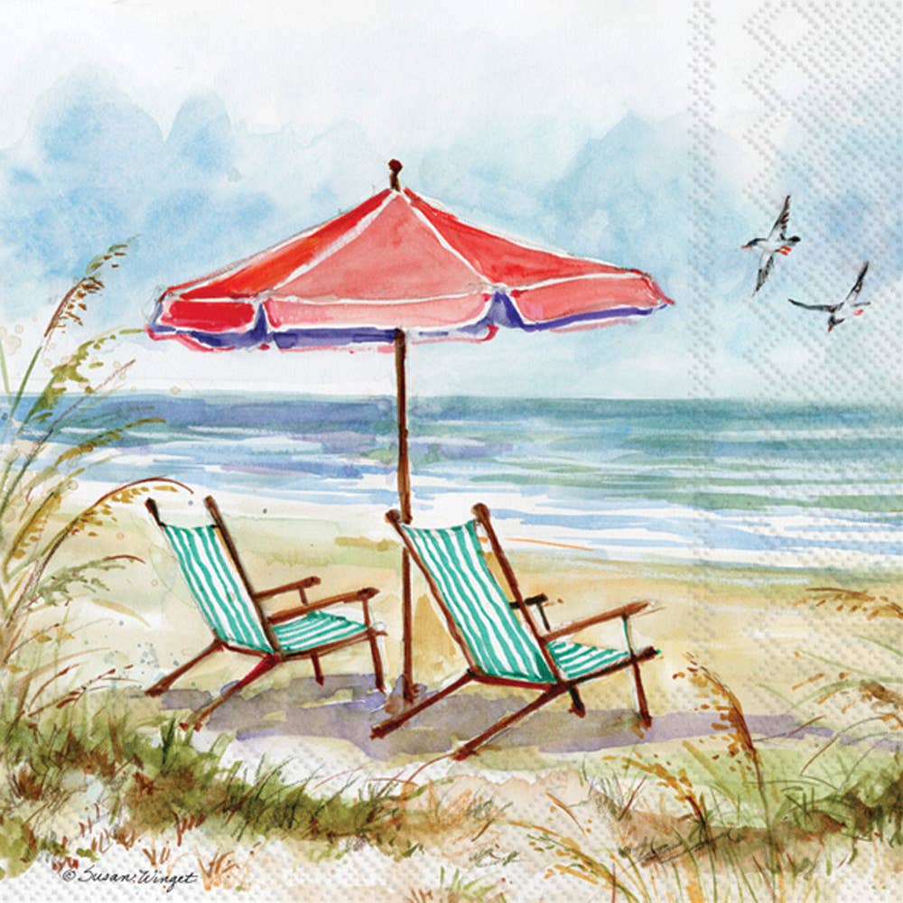 Paper Cocktail Napkins 20 Ct Beach Chairs- Coastal