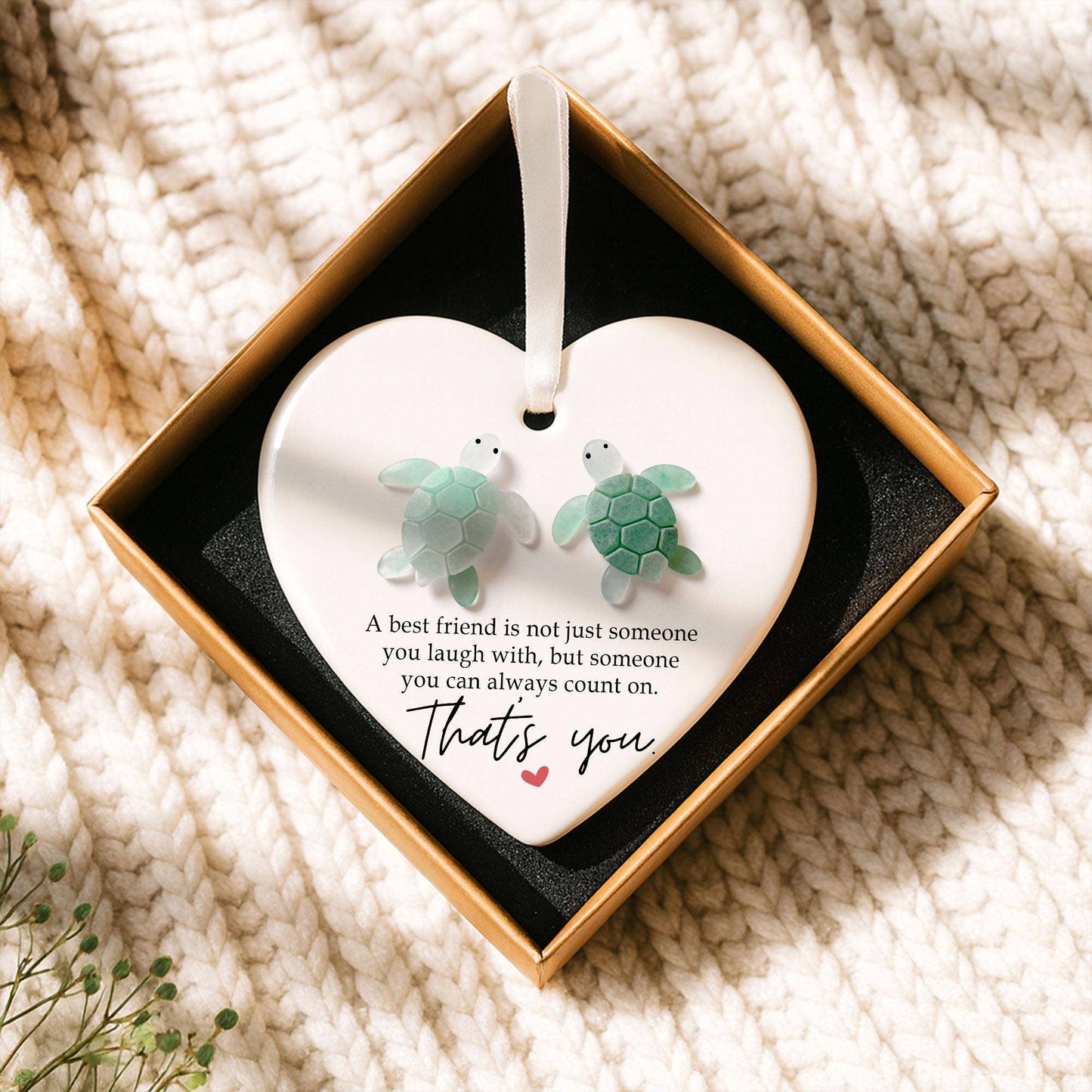 Ceramic Friendship Flat Sea Faux Glass  Ornament: Heart