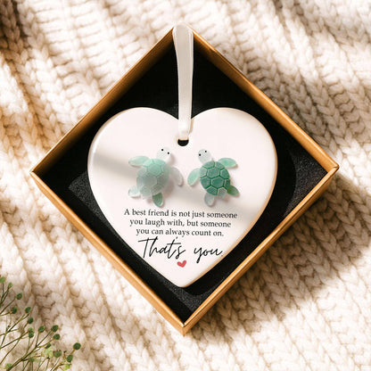 Ceramic Friendship Flat Sea Faux Glass  Ornament: Heart