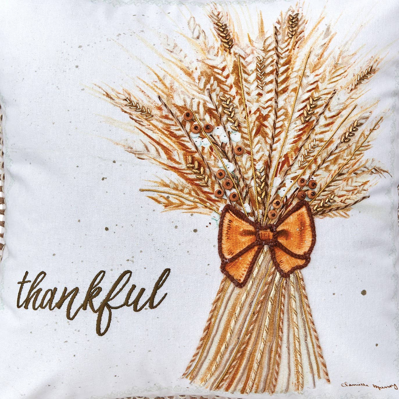 SALE Fall/Harvest Thankful Wheat Throw Pillow