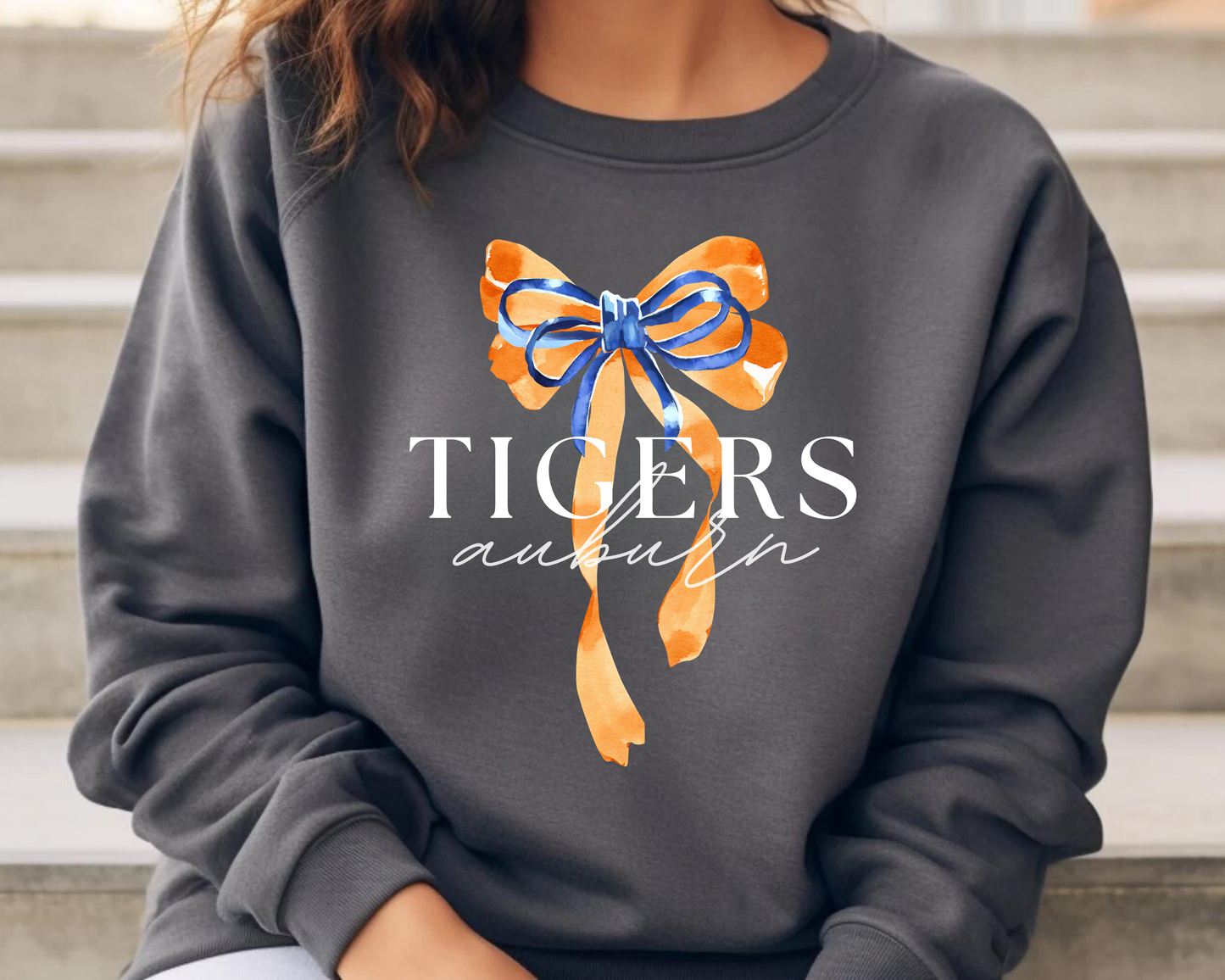 Auburn Bow Sweatshirt: Navy / XL / Gildan