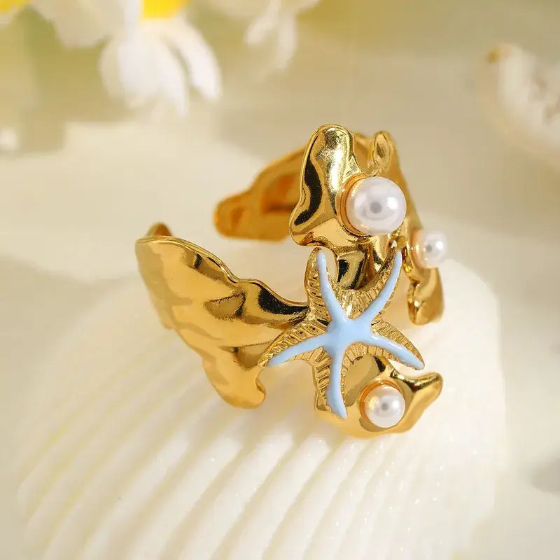 Starfish Beach Summer Adjustable Ring