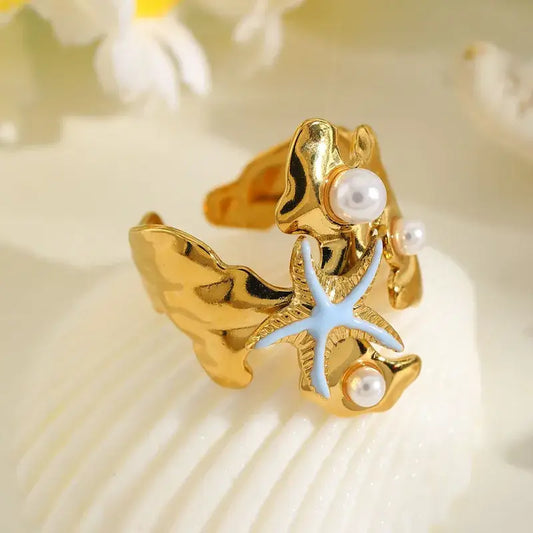 Starfish Beach Summer Adjustable Ring