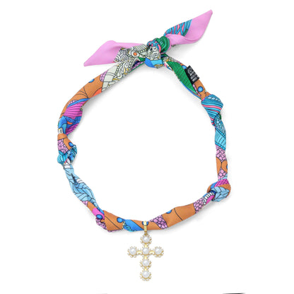 Convertible Scarf Necklace, Adjustable Silk Scarf nkl, EF808: #3 / Scarf with LD622-Heart