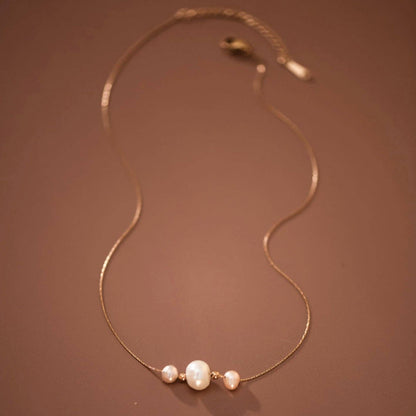 18K Gold PVD Plated Stainless Steel Freshwater Pearl Necklace – 7978: S0OX3T7978