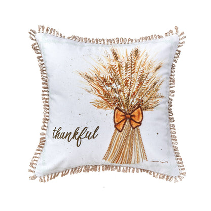 SALE Fall/Harvest Thankful Wheat Throw Pillow