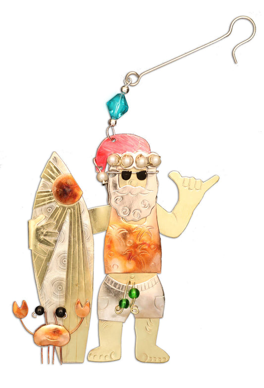 Surfing Santa Ornament