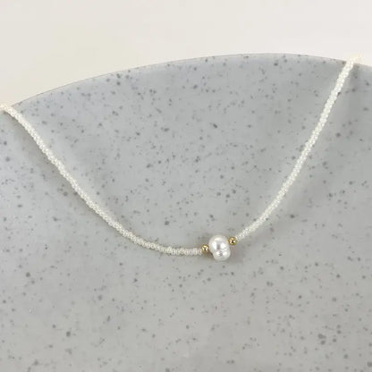 Bohemian Fresh Water Pearl Beaded Necklace: White