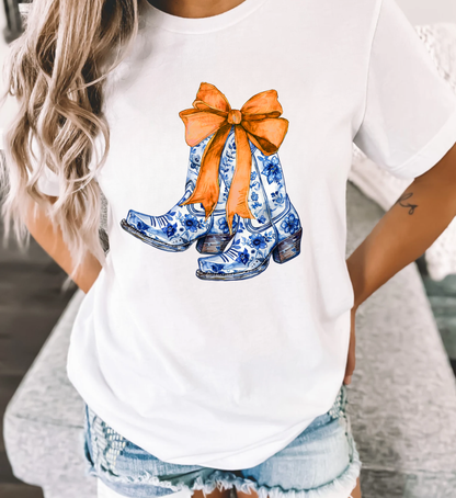 Auburn Cowboy Boots Shirt: White / L / Bella Canvas