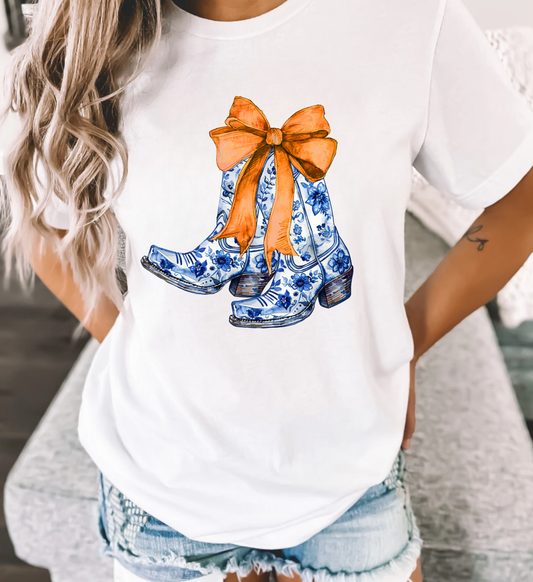 Auburn Cowboy Boots Shirt: White / M / Bella Canvas
