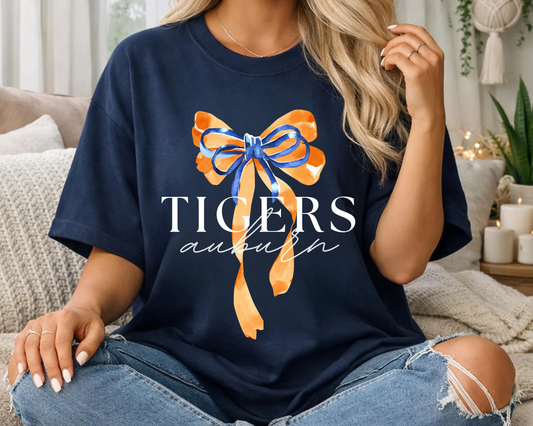 Auburn Bow Tee: Navy / Large / Bella Canvas
