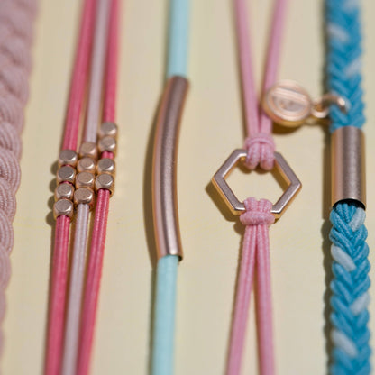"Live" Teal & Coral with Gold Accent Hair Tie Bracelets: Small