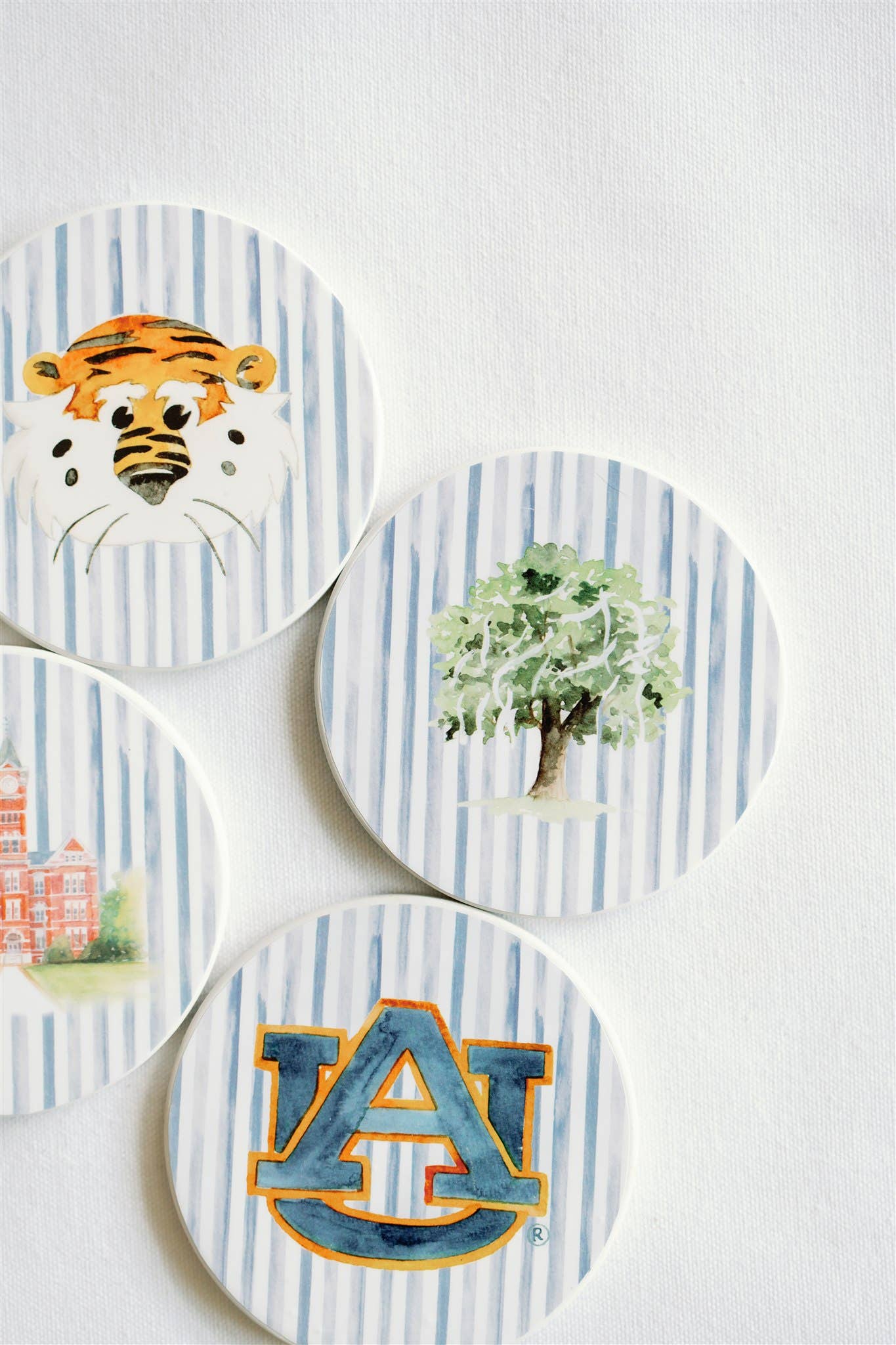 Ceramic Auburn Striped Coasters