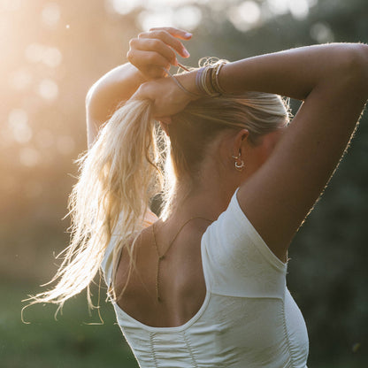 "Faith" Warm Neutrals with Gold Cross Hair Tie Bracelets: Medium