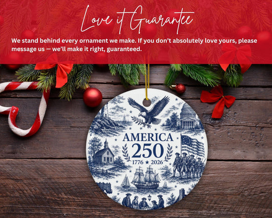 America 250 Ornament 1776 2026, Patriotic Christmas Ornament