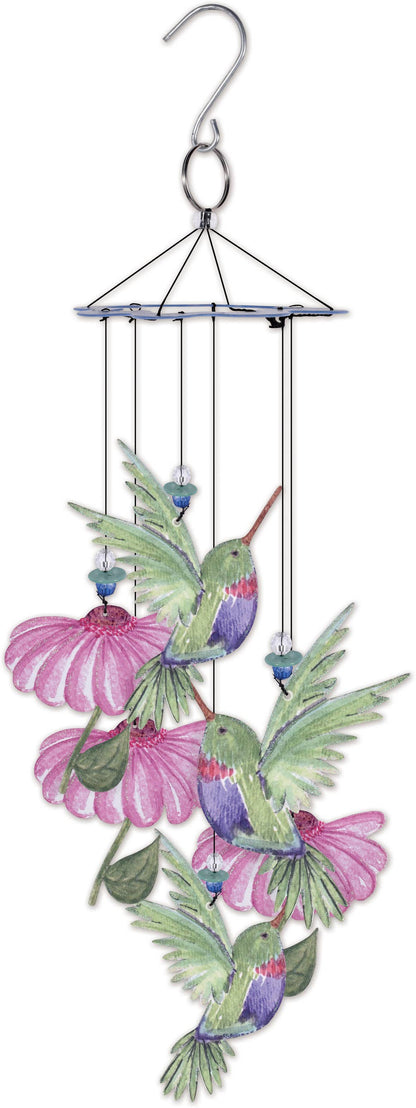 15" Hummingbird Painted Metal Wind Chime Garden Decor 93713