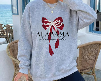 Alabama Bow Sweatshirt: Charcoal / XL / Bella Canvas