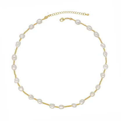 Pearl and Gold Chain Necklace