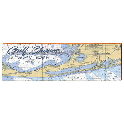 Gulf Shores, Alabama Latitude Longitude Map Wooden Sign | Wall Art Print on Real Wood: 5.5" x 17.5"
