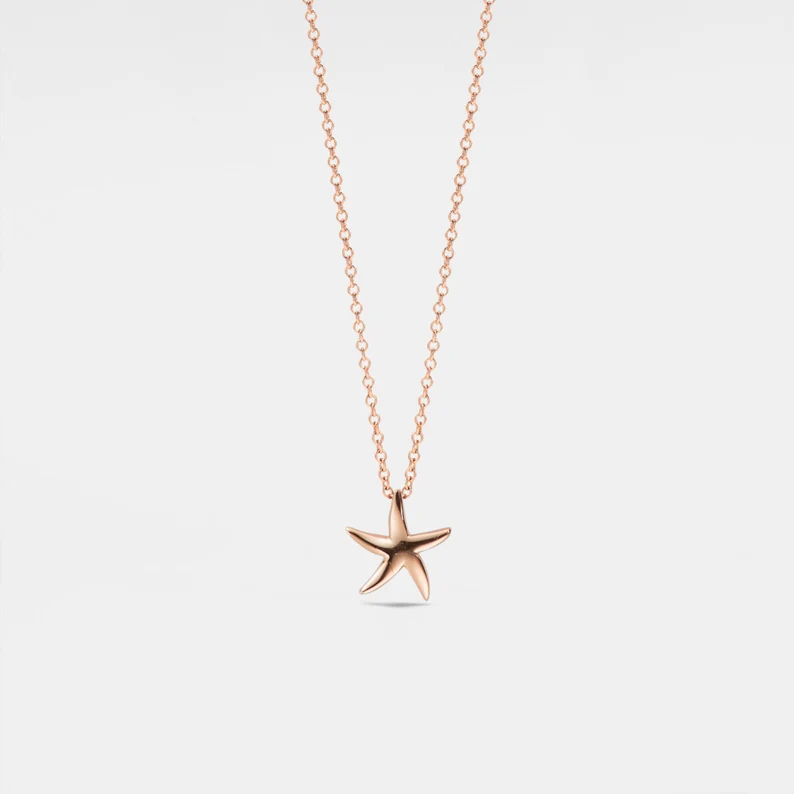 Starfish Layering Beach Necklace in 925 Sterling Silver: Gold
