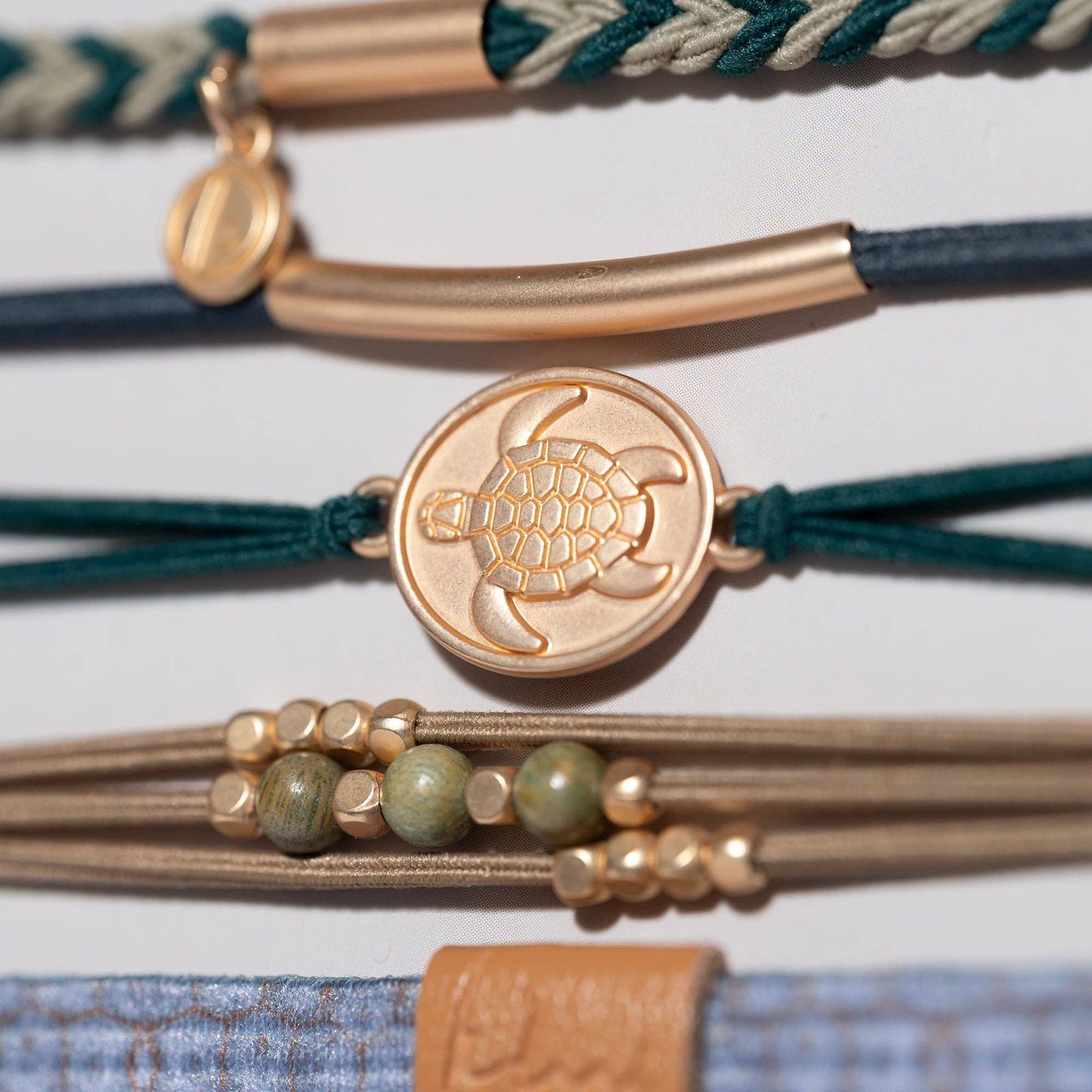 "Journey" Green Sea Turtle Hair Tie Bracelets: Medium