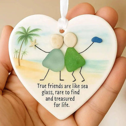 Ceramic Sea Faux Glass Heart Ornament, Neighbor Thank You : Circle
