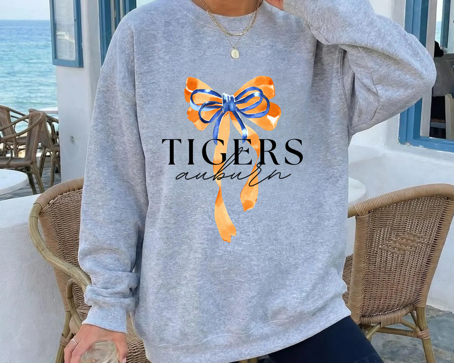 Auburn Bow Sweatshirt: Navy / XL / Gildan