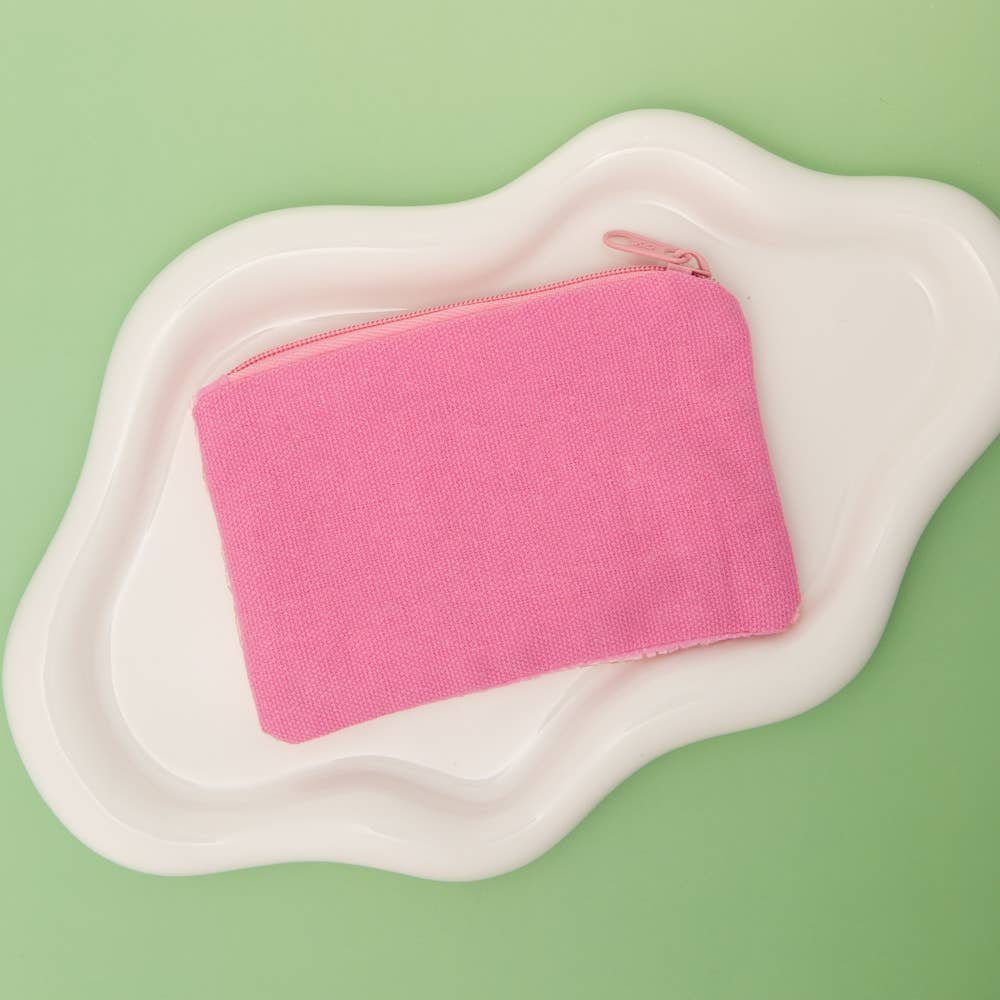 Christmas Candy Cane & Mistletoe Coin Bag: Pink