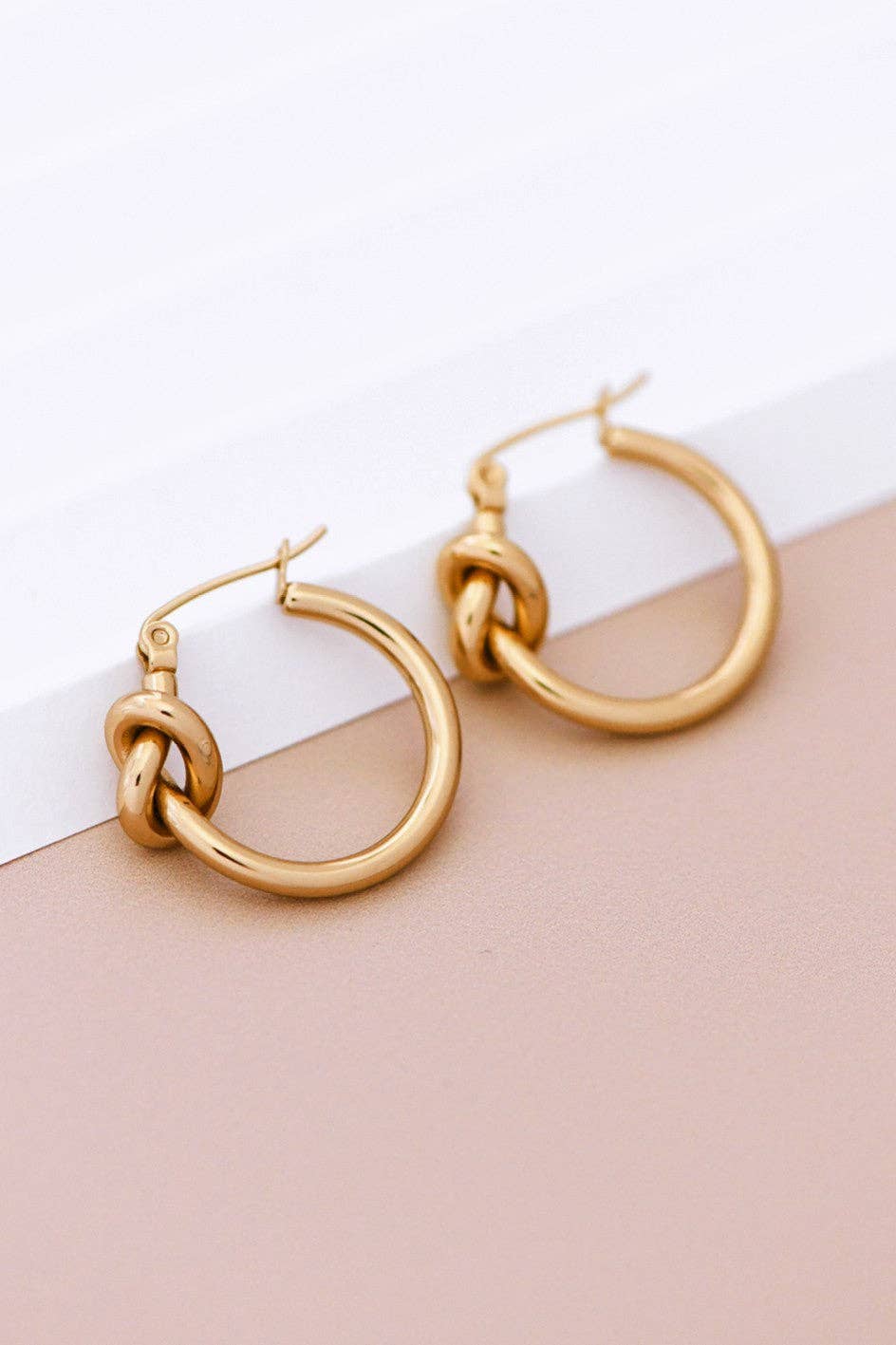 18K Gold Plated Waterproof Stainless Steel Hoop Earrings - 7076: S0OX3T7076 Gold