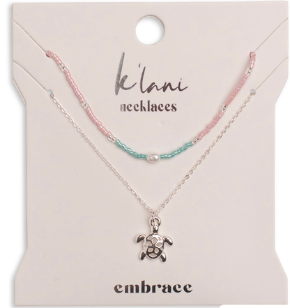 "Embrace" Silver Sea Turtle Necklace Set