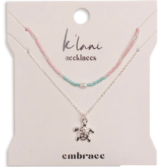 "Embrace" Silver Sea Turtle Necklace Set