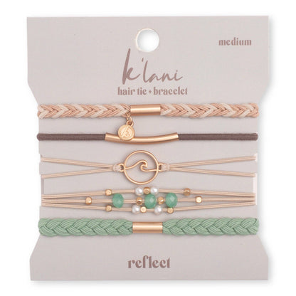 "Reflect" Gold Wave with Beachy Neutrals Hair Tie Bracelets: Medium