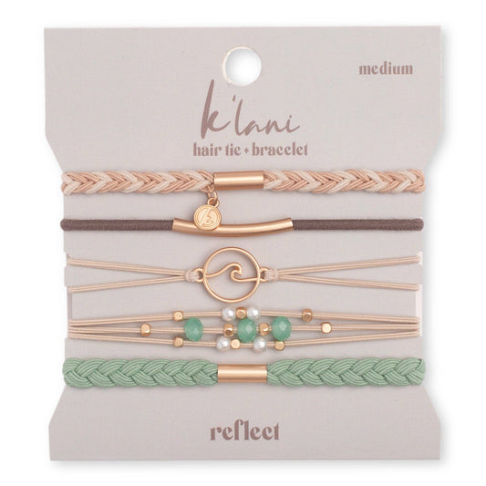 "Reflect" Gold Wave with Beachy Neutrals Hair Tie Bracelets: Medium
