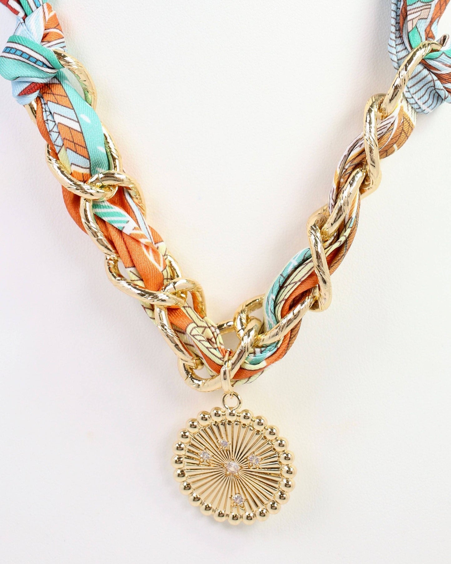 Sarah Scarf Charm Necklace Blue Orange: Default