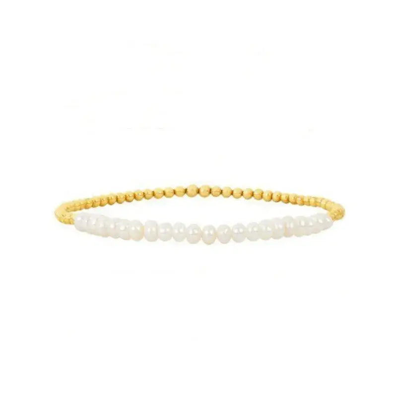 18K Gold Plated Copper Pearl and Gold Beaded Ball Bracelet: Gold Bead Only